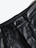 Patcute Leather High Rise Shorts