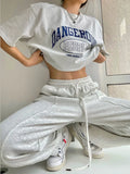 Patcute Women Sweatpants Casual Joggers Harajuku Hip Hop Korean Fashion Y2k Female Wide Leg Sports Trousers Streetwear Loose