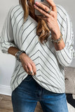 Patcute Striped V-Neck Long Sleeve Blouse