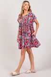 Patcute Floral Button Down Short Sleeve Mini Dress