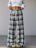 Patcute  Drawstring Plaid Wide Leg Pants