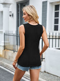 Patcute Ribbed Solid Color V-Neck Tank