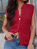 Patcute Button Down Sweater Vest with Pockets