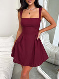 Patcute  Bow Back Square Neck Mini Dress