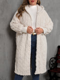 Patcute Plus Size Open Front Hooded Plush Coat