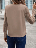 Patcute Round Neck Lace Long Sleeve Top