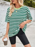 Patcute Lovelet Striped Round Neck Half Sleeve T-Shirt