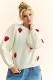 Patcute Crochet Strawberry Round Neck Sweater