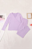 Patcute Buttery-Soft Surplice Long Sleeve Top and Pants Set