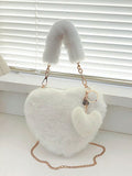 Patcute Heart Shape Faux Fur Handbag