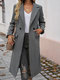 Patcute Pocketed Collared Neck Long Sleeve Coat