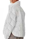 Patcute Pocketed Plaid Quilted Zip Up Winter Coat