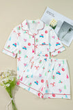 Patcute Printed Short Sleeve Top and Shorts Lounge Set