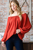 Patcute Full Size Swiss Dot Off Shoulder Top