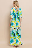 Patcute  Floral Printed Slit Maxi Dress