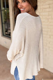 Patcute Side Slit V-Neck Long Sleeve Top