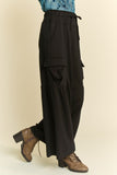 Patcute Drawstring Ruched Detail Wide Leg Pants