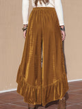 Patcute Slit Ruffled Wide Leg Pants