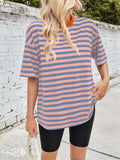 Patcute Lovelet Striped Round Neck Half Sleeve T-Shirt