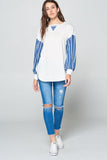 Patcute  Lady Full Size French Terry Striped Long Sleeve Top