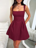 Patcute  Bow Back Square Neck Mini Dress