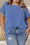 Patcute Plus Size Round Neck Half Sleeve Top