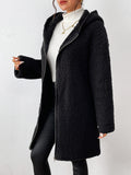 Patcute Zip Up Long Sleeve Sherpa Hooded Coat