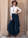 Patcute Slit Ruffled Wide Leg Pants