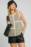 Patcute  Round Neck Texture Striped Tank