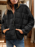 Patcute Pocketed Plaid Quilted Zip Up Winter Coat