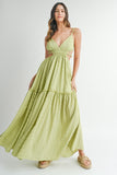 Patcute Cutout Waist Backless Maxi Dress