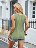 Patcute Ribbed Solid Color V-Neck Tank