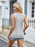 Patcute Ribbed Solid Color V-Neck Tank