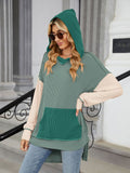 Patcute Double Take Contrast Hooded Long Sleeve Top