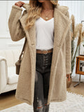 Patcute  Pocketed Long Sleeve Hooded Teddy Coat