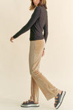 Patcute Elastic Waist Knit Flare Pants