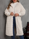 Patcute Plus Size Open Front Hooded Plush Coat