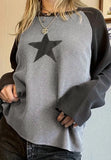 Patcute Star Round Neck Raglan Sleeve Top