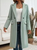 Patcute Pocketed Collared Neck Long Sleeve Coat