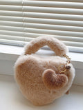 Patcute Heart Shape Faux Fur Handbag