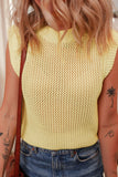 Patcute Hollowed Knit Round Neck Sweater Vest