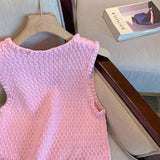 Patcute  Summer New French Celebrity Hook Flower Sleeveless Pink Thin Tank Top Knitted Dress Women