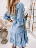 Patcute  Denim Dress, Ruffled Hem Denim Skirt, Casual Loose Dress