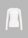 Patcute Ribbed Knit Long Sleeve Asymmetric Shirt