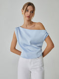 Patcute One Shoulder Off Knotted Blouse