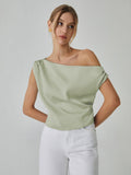 Patcute One Shoulder Off Knotted Blouse