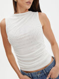 Patcute Solid Pleated Tank Top