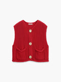 Patcute Crochet Button-Front Sweater Vest