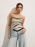 Patcute Two-Tone Waves Tube Knit Top