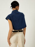 Patcute Denim Pockets Turn Down Collar Vest